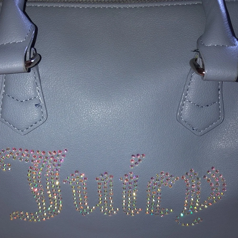 Juicy Couture Light Blue Rhinestone Logo Satchel